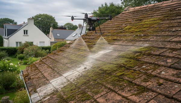 Démoussage de toiture par drone à Lorient : la solution rapide et efficace